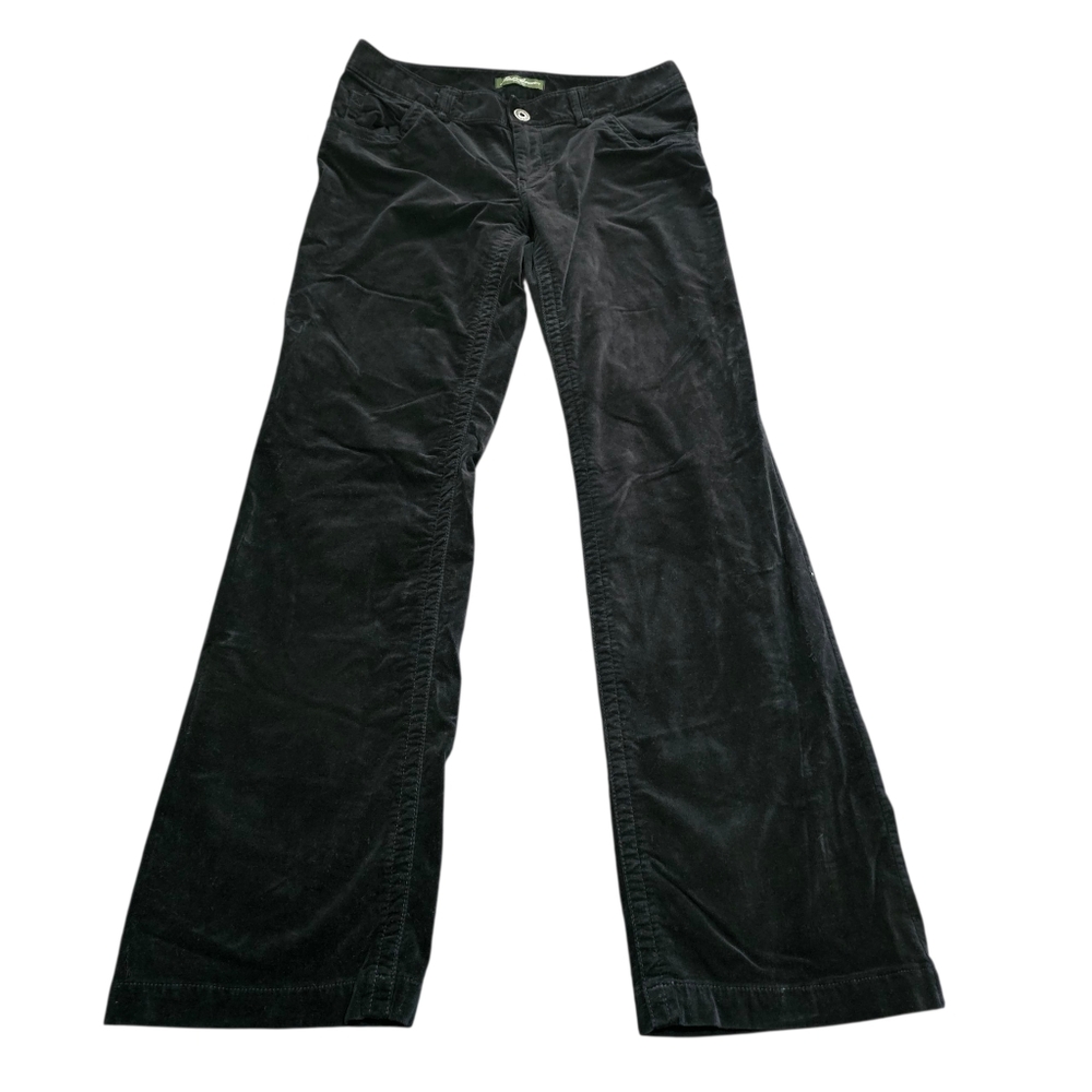 Eddie Bauer Velvet Pants Black Stretch Holliday Goth Office Womens Size 6